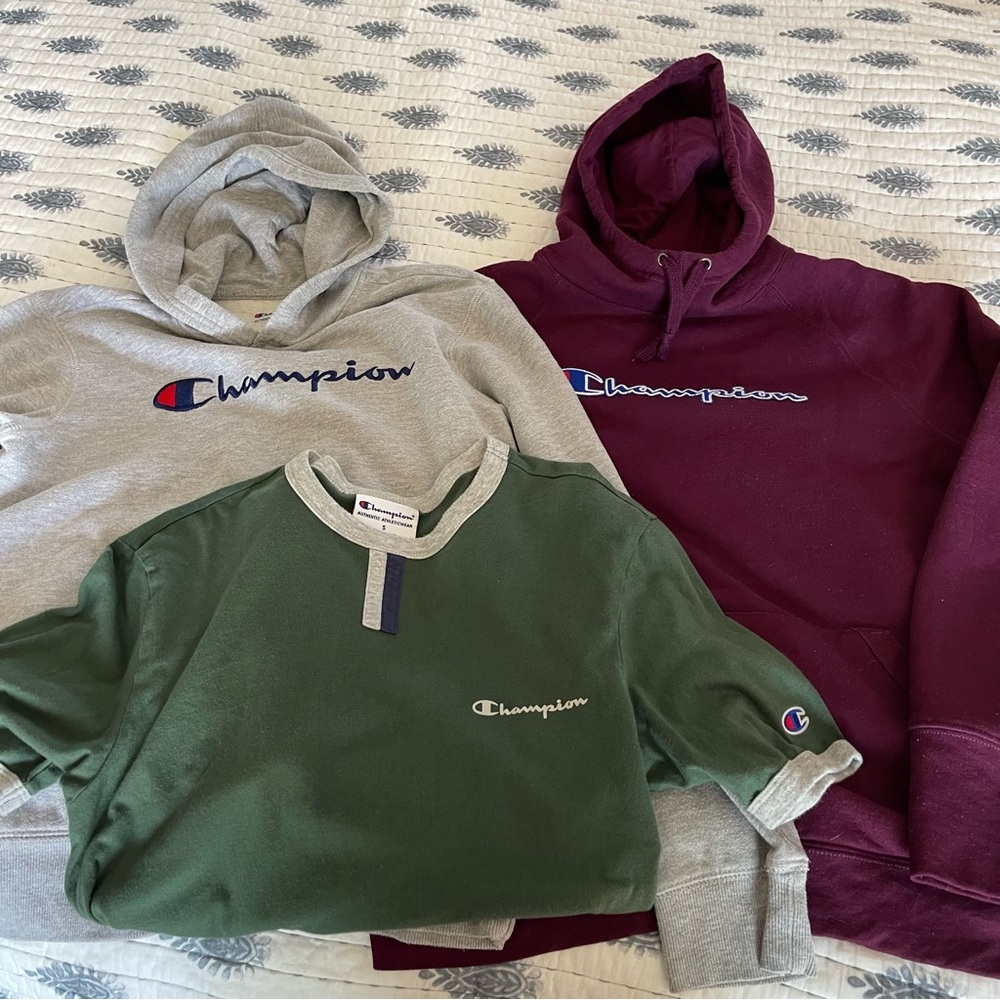 3 Champion Boys Lot (2 Hoodies and 1 Tee)